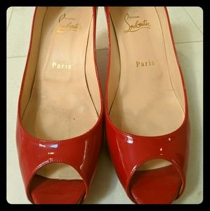 Christian Louboutin red peep toe heels size 8